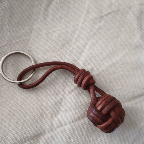 Leather monkey fist brown new