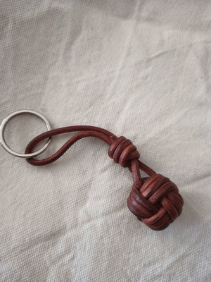Leather monkey fist brown new
