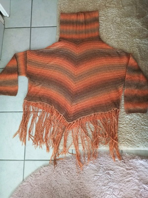 Mexican poncho/cape with fringes new, multicolor, size L