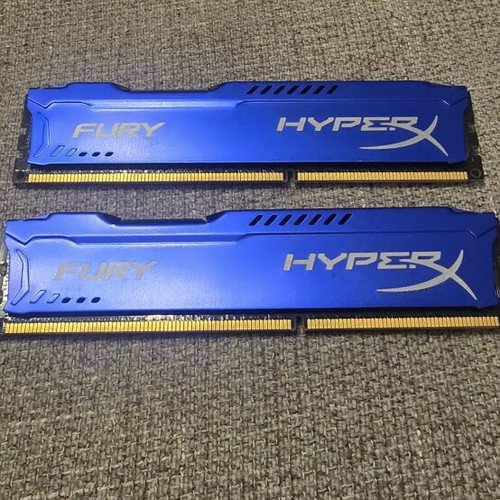 HyperX Fury DDR3 RAM used, 4GB modules, blue heatsink