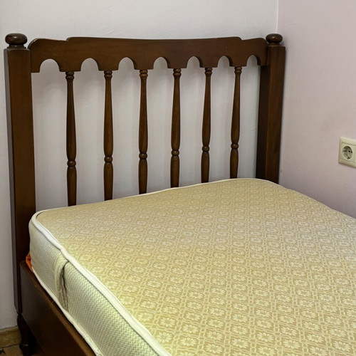 Wooden single bed with mattress used, walnut
