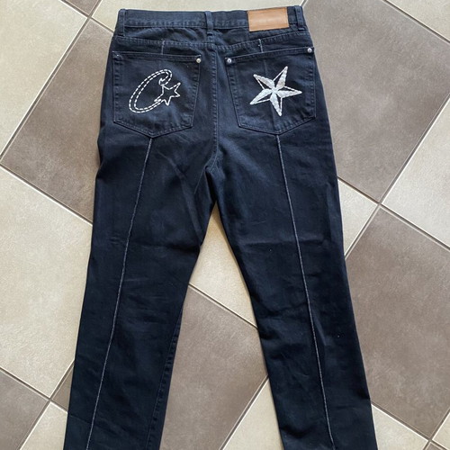 Corteiz C-Star Denim Jeans new, 100% cotton, baggy, black and white