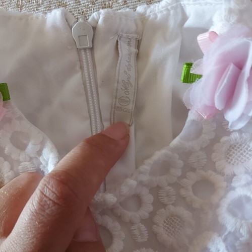 Mayoral dress for 18 months, like new, white with lace and pink flowers