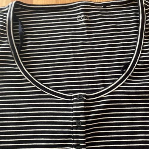 Cos short-sleeve blouse, black and white, size M