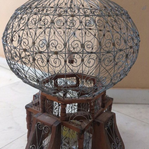 Vintage hot air balloon κλουβί μεταχειρισμένο, χειροποίητο διακοσμητικό