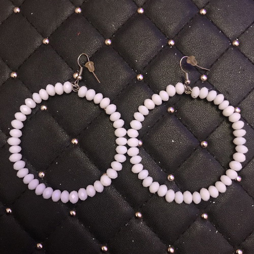 White hoop earrings