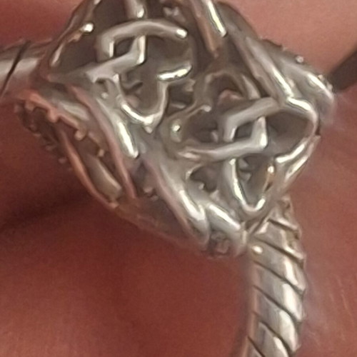 Pandora charm heart with linked hearts decorated with zircon stones, like new