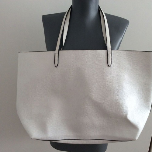 Victoria's Secret Faux Leather Travel Weekender Tote Bag used, white