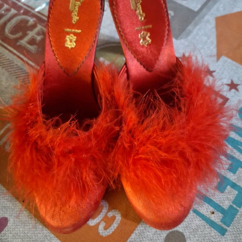 Leather slippers new, red, size 36