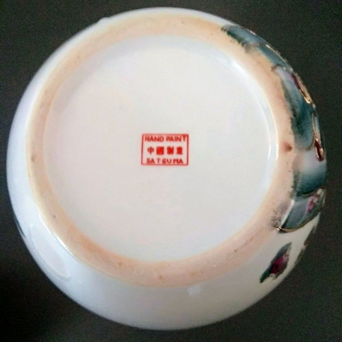 Satsuma porcelain vase set used, height 31 and 17 cm, 2 pieces