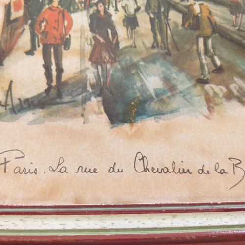 Deco frame old from France with Arno watercolor print used