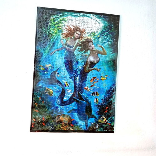 The Mermaids framed puzzle art like new 35x50cm