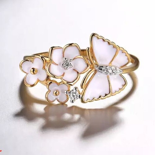 Women's silver 925 ring new with white and gold enamel
