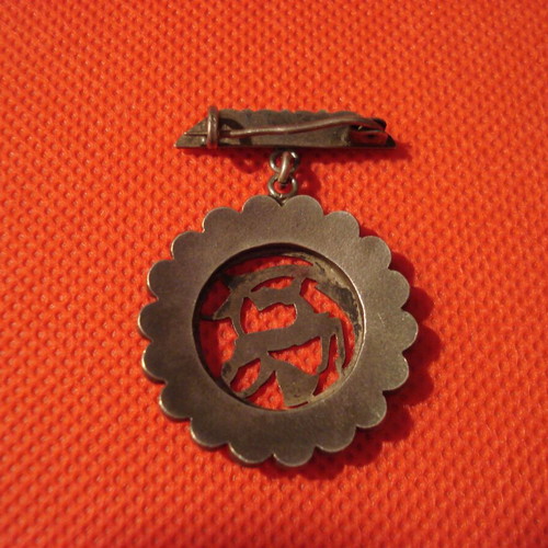 Silver brooch with 9k gold used