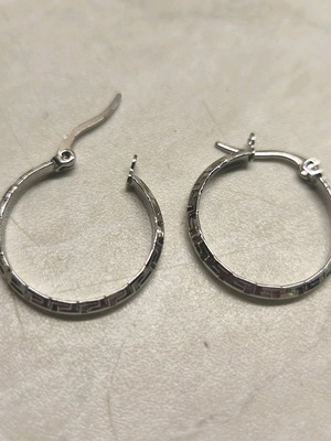 Stainless steel earrings Meander new, silver