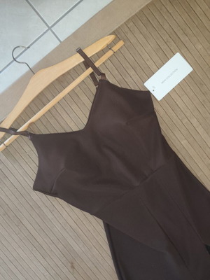 Brown one-piece jumpsuit with rhinestone detail, S/M
