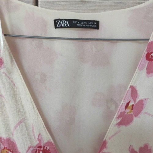 Zara midi floral button-up dress new, off white and pink