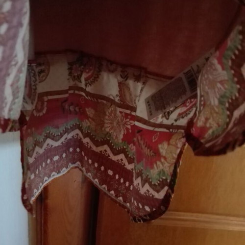 Desigual blouse with two fabrics like new, beige and red, XS