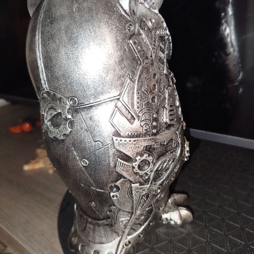 Διακοσμητικό κουκουβάγιας στυλ steampunk ασημί γλυπτό μεταχειρισμένο σαν καινούργιο