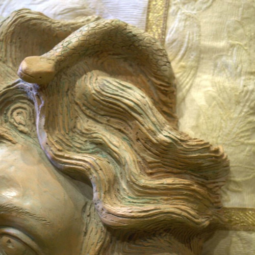 Medusa Gorgon Wall Sculpture handcrafted, large, like new ceramic art