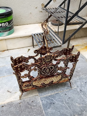 Vintage Brass Magazine Holder Rococo Design like new