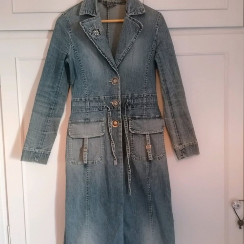 Zara denim trench coat used, size small, blue