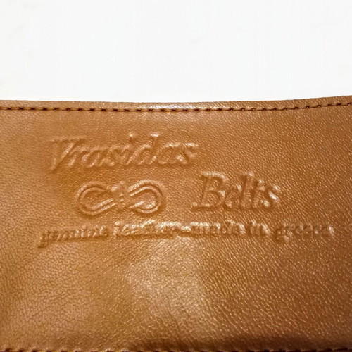 Handmade Vrasidas wide belt, genuine leather, like new, brown