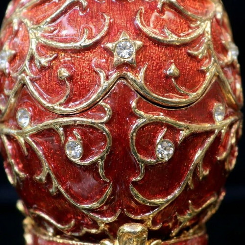 Decorative Egg gold, bronze & crystals, Queen Elizabeth II replica, new