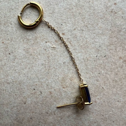 Steel double earring new, blue and gold colors