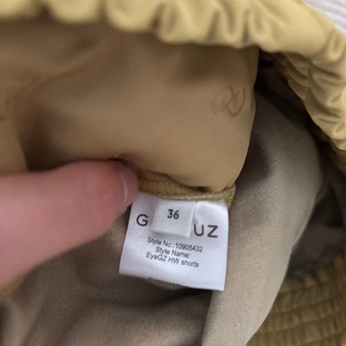 Gestuz shorts brand new, yellow with leathery texture, size 36
