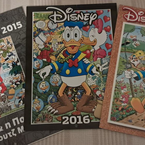 Disney calendars like new, set of three signed by Don Rosa