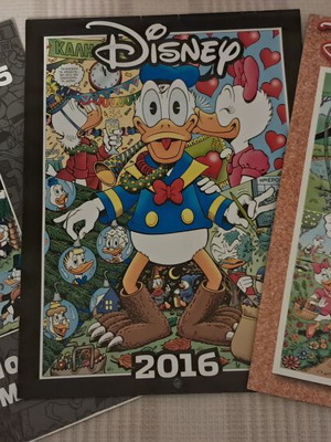 Disney calendars like new, set of three signed by Don Rosa