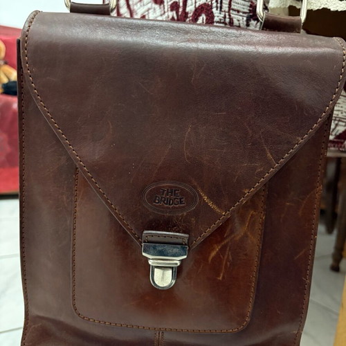 The Bridge shoulder bag used, brown leather unisex