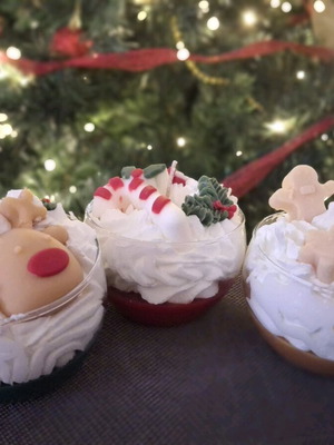 Christmas candles handmade, natural wax 250g in glass bowl