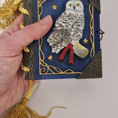 Notebook with ceramic embossed owl cover new Nemesis Now