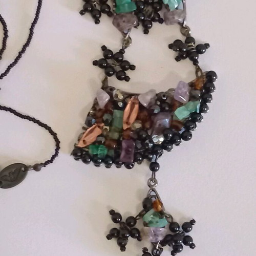 Vintage Emporio Armani energy necklace with precious and semi-precious stones and beads