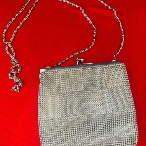 Vintage Scheilan silver evening crossbody bag like new with strass