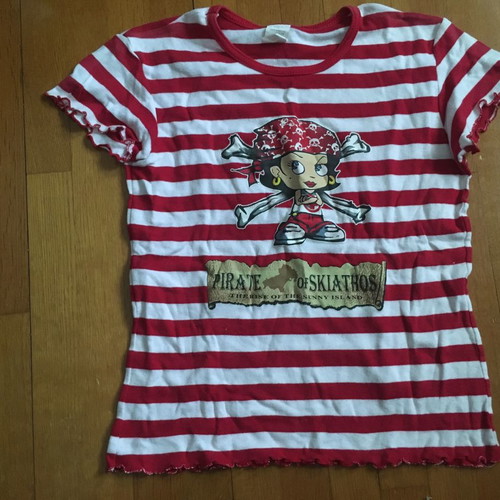 Striped white and red 100% cotton blouse used for 10-year-old girl