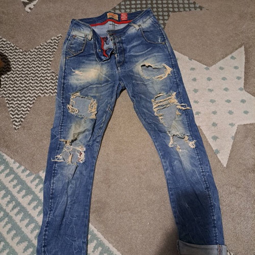Back2jeans No 27 jeans with rips used, blue, size S