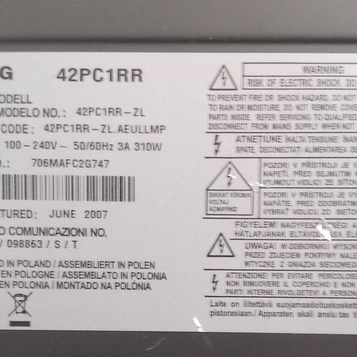 LG 42" Plasma TV used with 80 GB hard drive and digital decoder
