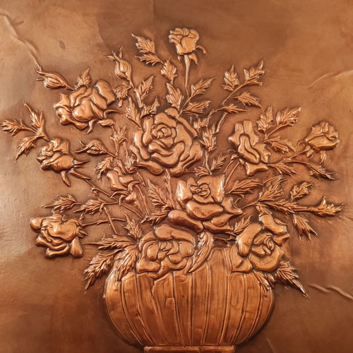Large chalcography Vase with flowers like new 60x55 cm