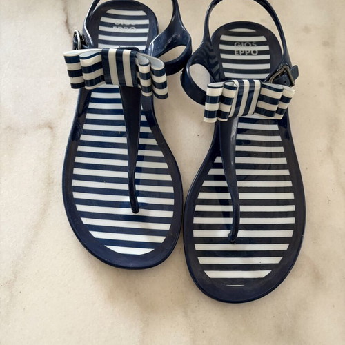 Gioseppo Striped Jelly Thong Sandals Nautic Style like new