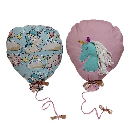 Set of 2 hanging decorative balloons with unicorns, cotton