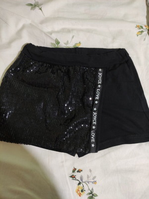 Women's cotton shorts with sequins like new, black