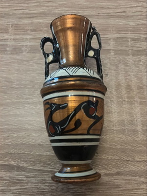 Vintage metallic amphora miniature, Greek souvenir 1970s/80s