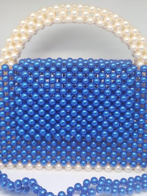 Мини чанта "Перла" нова, тъмно синьо и беж