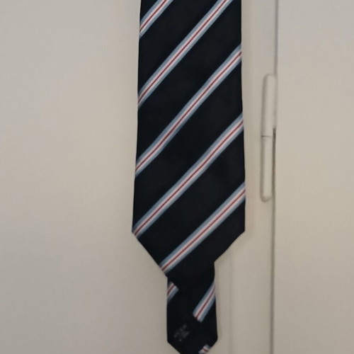 Bonaparte tie used, Italian made, 100% microfiber, blue with stripes