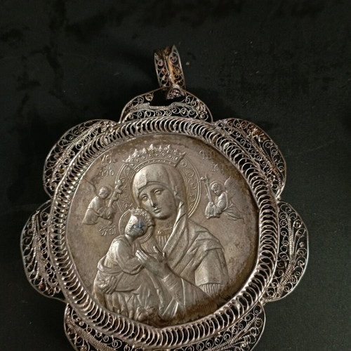Religious amulets used, set of 2, iron and metal