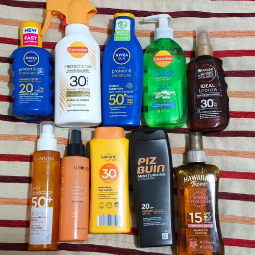 Sunscreens used, pack of 10 almost full