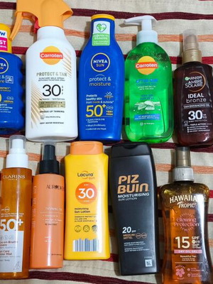 Sunscreens used, pack of 10 almost full